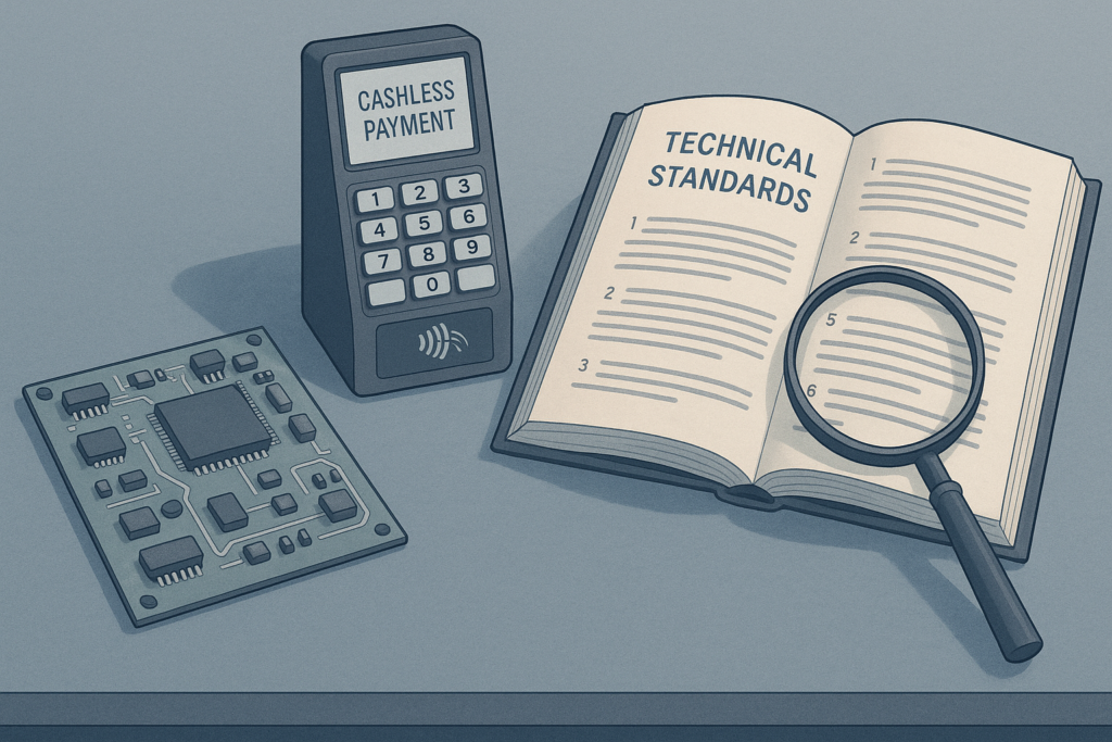 Rulebook, slot machine circuit board and payment kiosk representing Nevada gaming technical standards